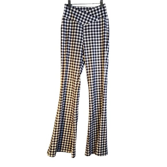 HALARA High Waisted Crossover Vintage Plaid Casual Super Flare Pants Plaid Small - Picture 2 of 8